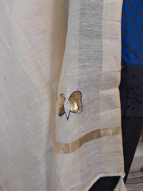 CARBON BLUE HANDLOOM CHANDERI SILK DESIGNER SUIT