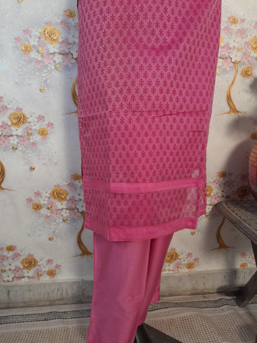 MAGENTA COLOR HANDLOOM CHANDERI DIGITAL PRINT SUIT