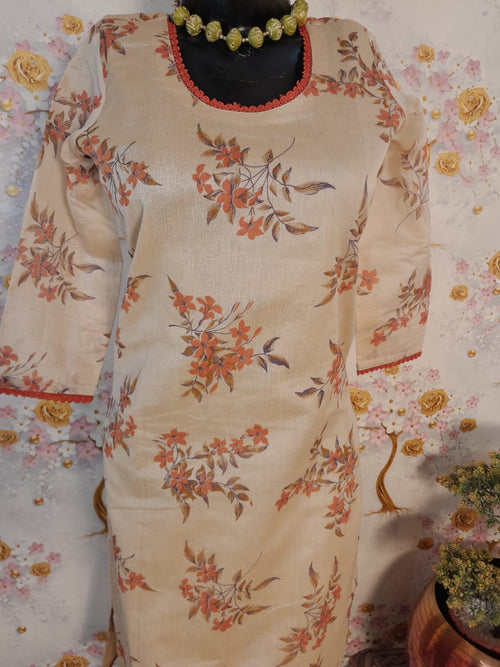 Beige Color Digital Print Handloom Chanderi Silk Suit