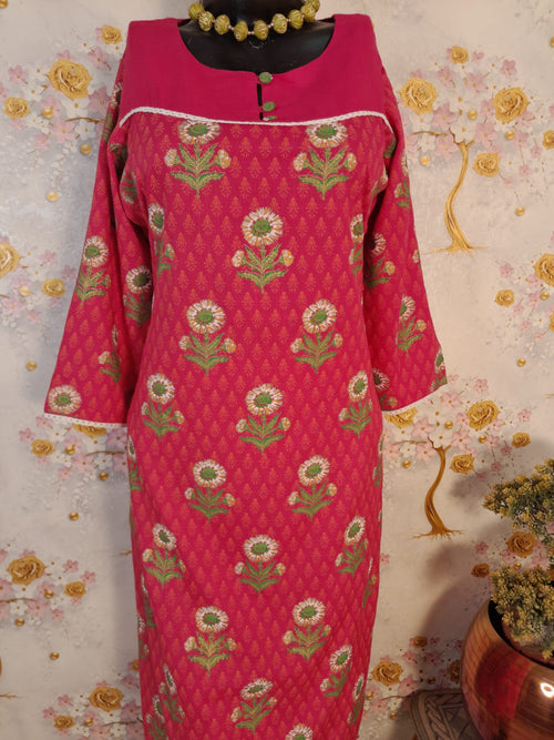 MAGENTA COLOR COTTON GOLD PRINT SUIT