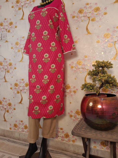 MAGENTA COLOR COTTON GOLD PRINT SUIT
