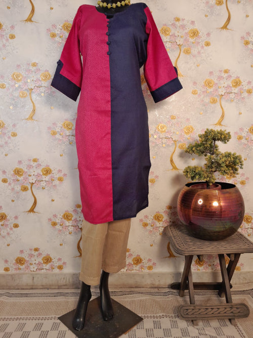 Magenta Handloom Silk Weaving Suit