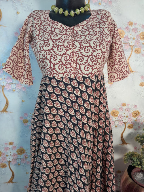 Pastel Color Bagru Print cotton Dress