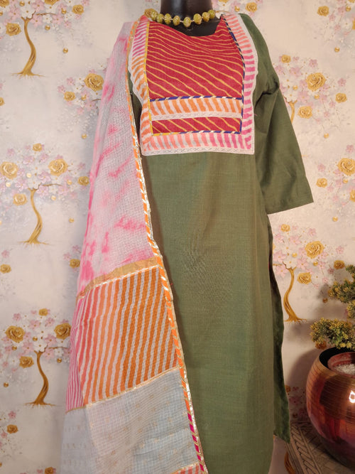 Designer Handloom Cotton Patch Work Suit