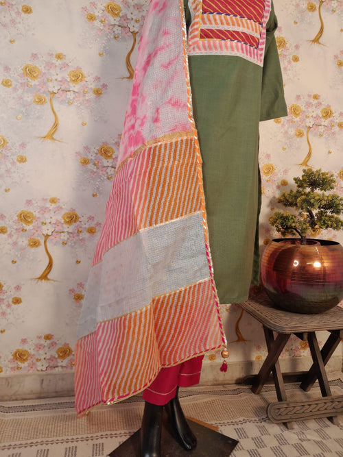 Designer Handloom Cotton Patch Work Suit