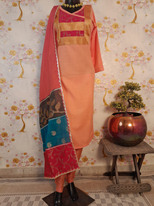 Designer Handloom Cotton Patch work Suit
