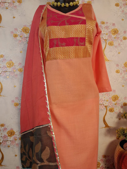 Designer Handloom Cotton Patch work Suit