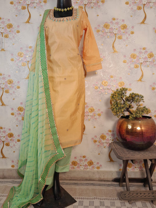 Golden Yellow Soft Silk Zardozi Work Suit