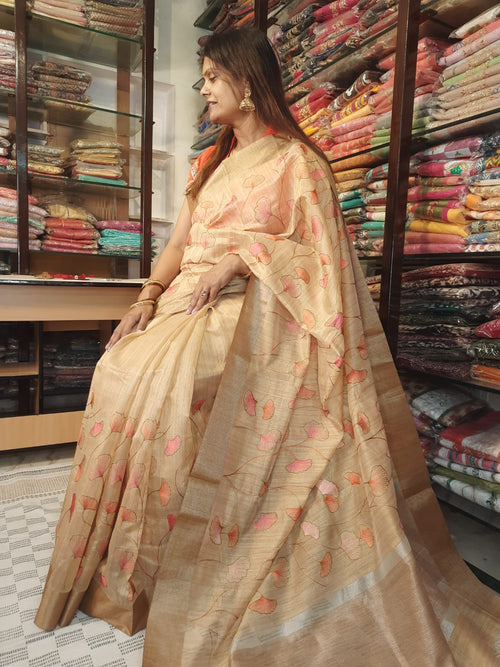 Designer Soft Khadi Handloom Silk Embroidery Saree