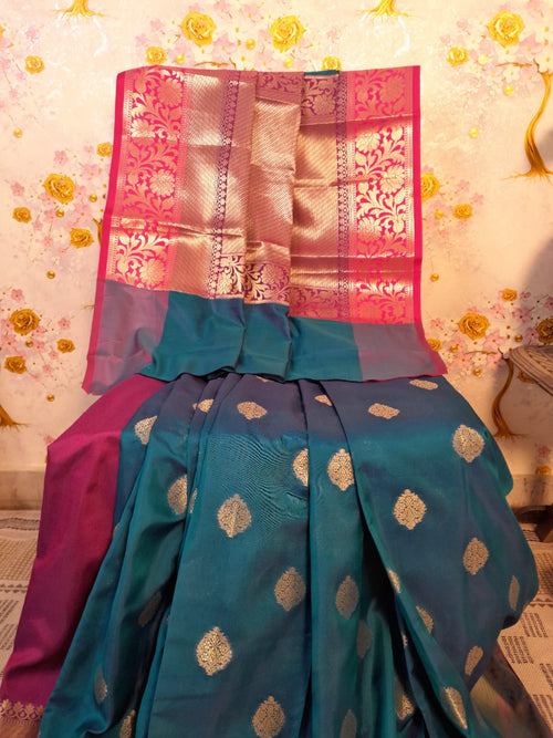 Sapphire Blue Banarsi Silk Zari Woven Saree