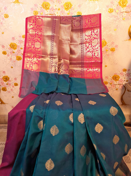 Sapphire Blue Banarsi Silk Zari Woven Saree