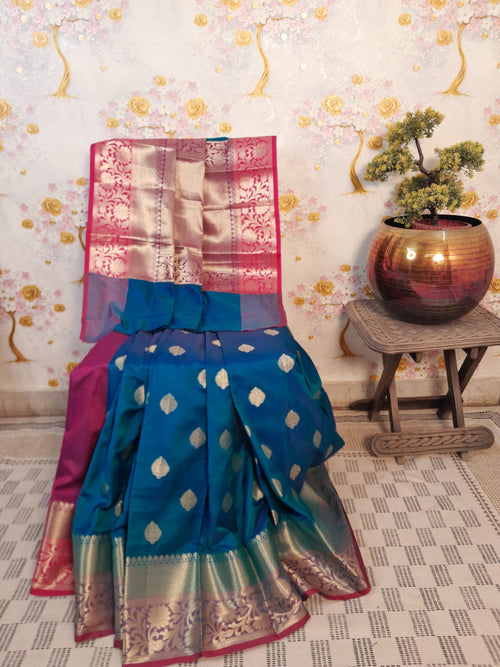 Sapphire Blue Banarsi Silk Zari Woven Saree