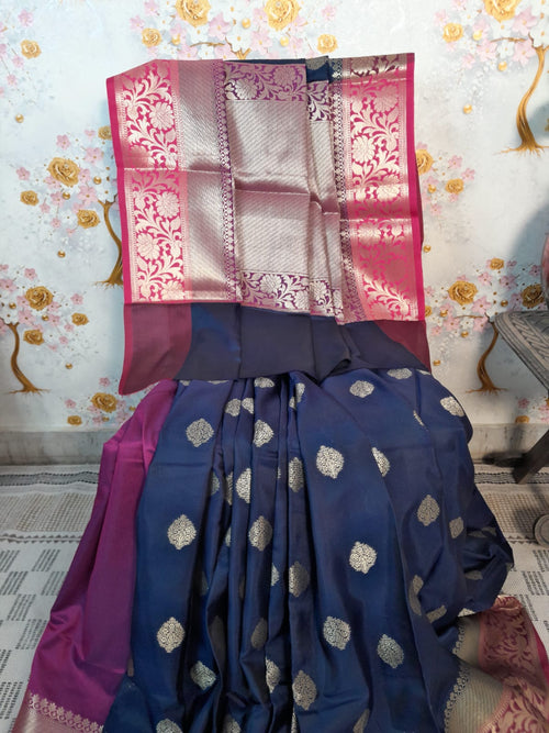 Cobalt Blue Banarsi Silk Zari Woven Saree