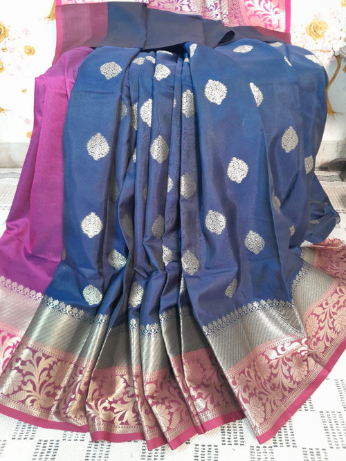 Cobalt Blue Banarsi Silk Zari Woven Saree