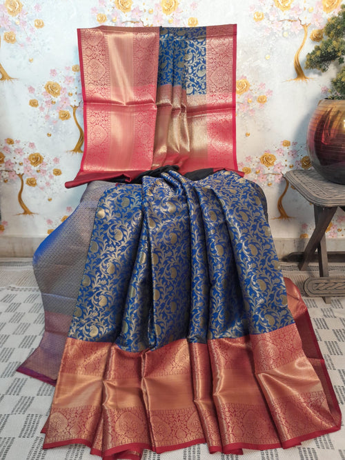Royal Blue Color Banarsi Silk Zari Woven saree