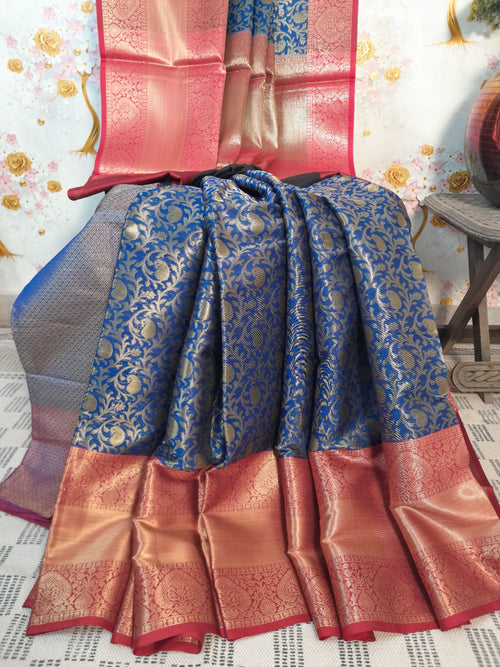 Royal Blue Color Banarsi Silk Zari Woven saree
