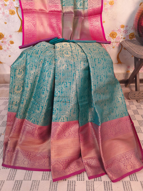 Antique Sea Green Color Banarsi Silk Zari woven saree