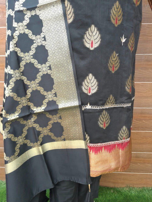 Black Color Banarsi Silk Suit With Gotta Patti Work