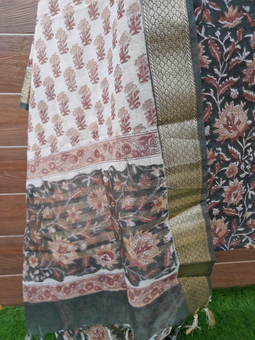 Black Color Maheshwari Silk Stitiched Suit