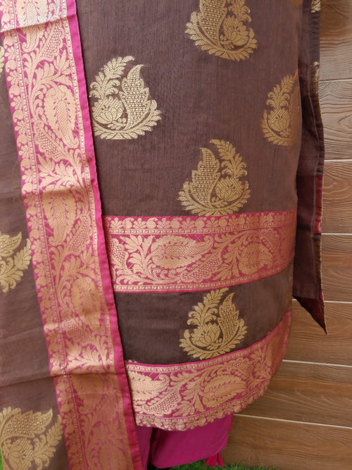 Golden Brown Banarsi Silk Suit