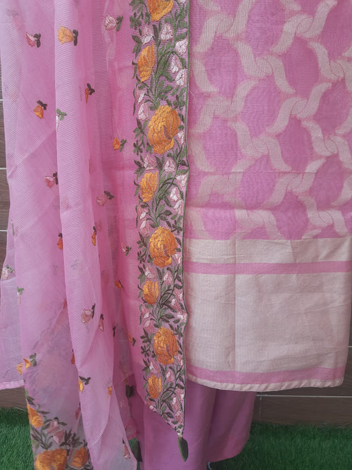 Pink color kota mooga embroidery suit