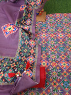 Patola print wine color soft silk suit