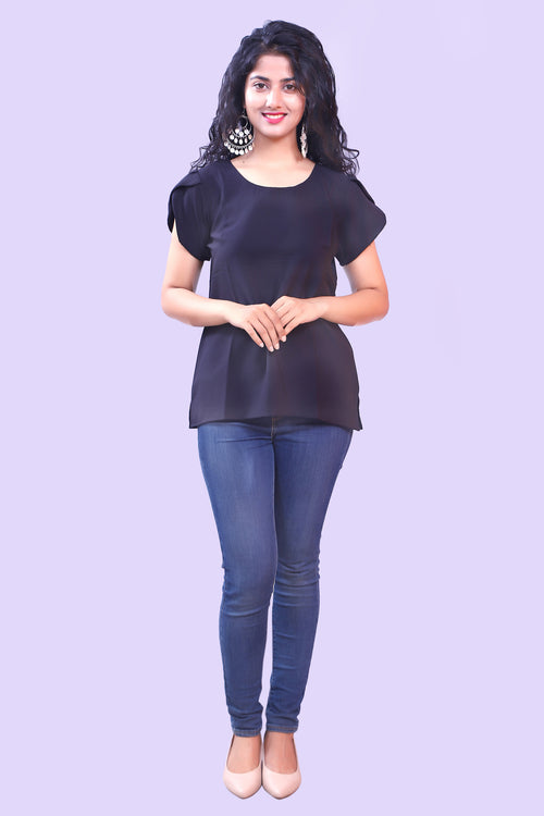 Black Soft Crape Top