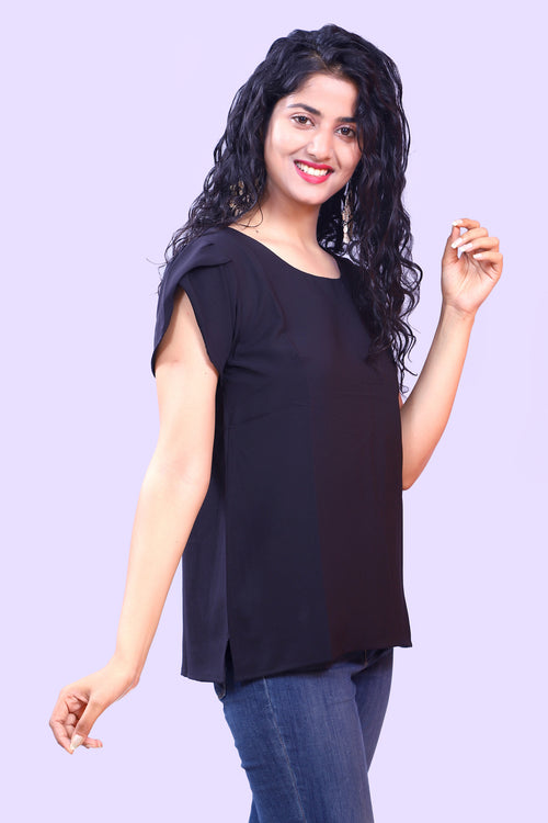 Black Soft Crape Top