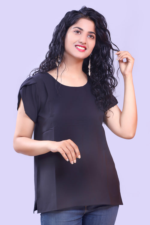 Black Soft Crape Top