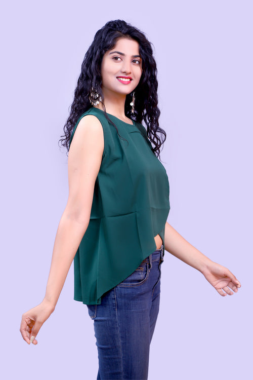 Bottle Green Soft Crape Top