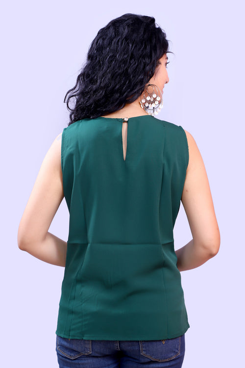 Bottle Green Soft Crape Top