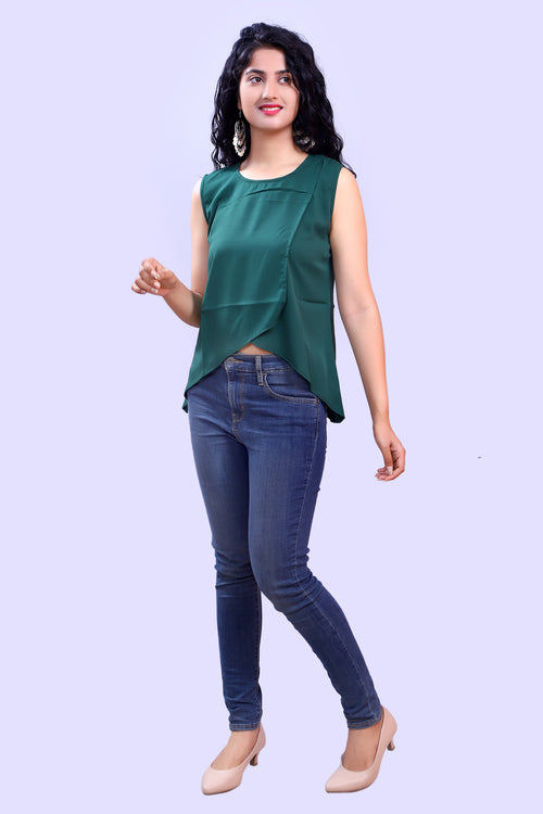 Bottle Green Soft Crape Top