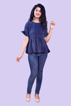 Blue Soft Crape Top