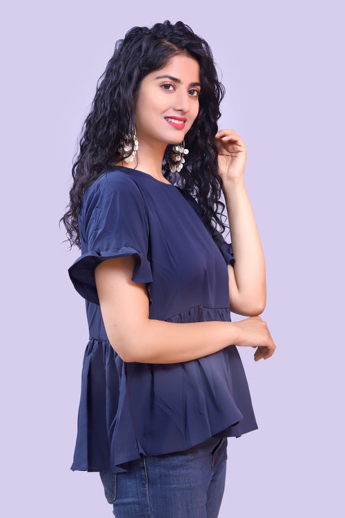 Blue Soft Crape Top