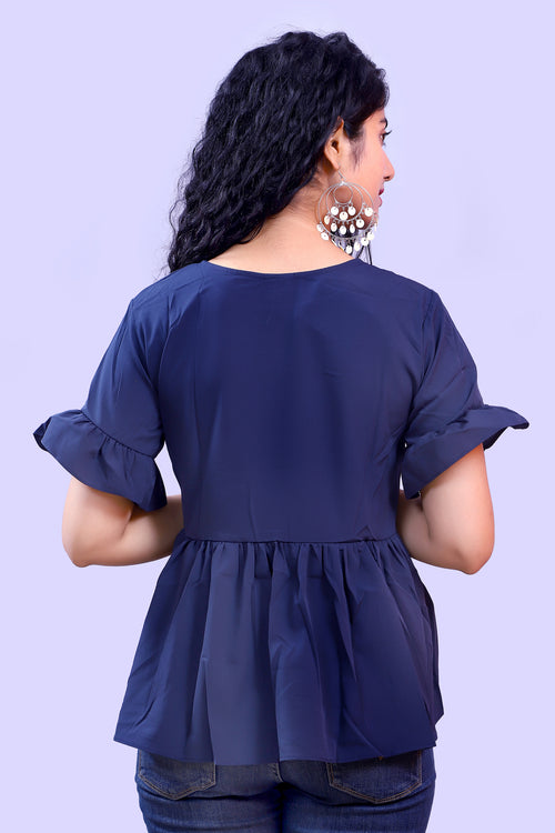 Blue Soft Crape Top