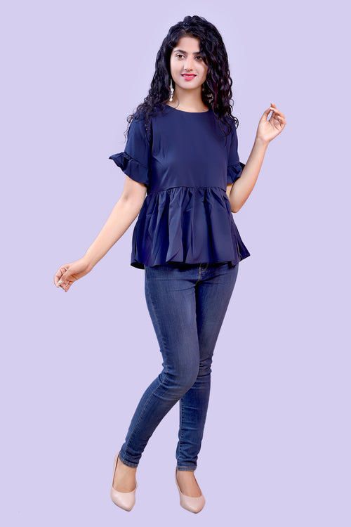 Blue Soft Crape Top
