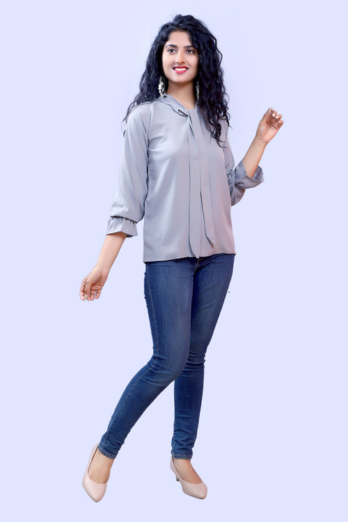 Grey Soft Crape Top