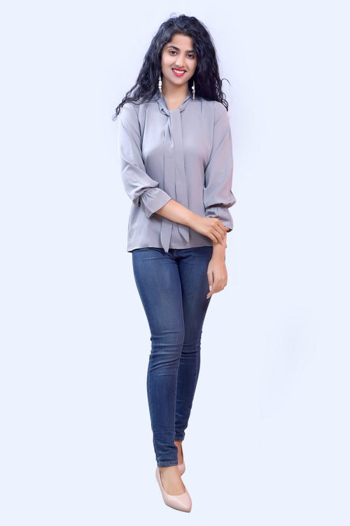Grey Soft Crape Top