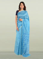 Sky Blue Chanderi Maheshwari Saree - Aaditri fab