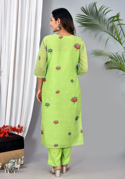 Lawn Green Soft silk Digital Print Suit With Digital Print Dupatta