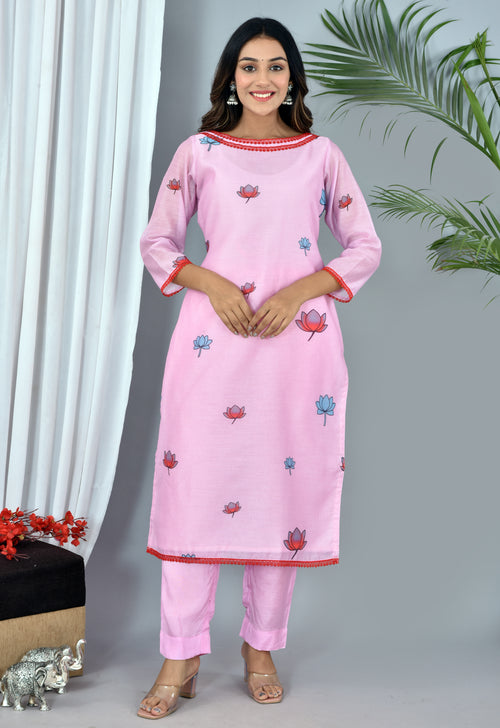 Blush Pink Soft silk Digital Print Suit With Digital Print dupatta