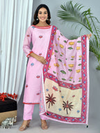 Blush Pink Soft silk Digital Print Suit With Digital Print dupatta