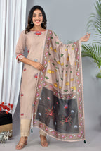 Beautiful Beige Soft silk Digital Print Suit