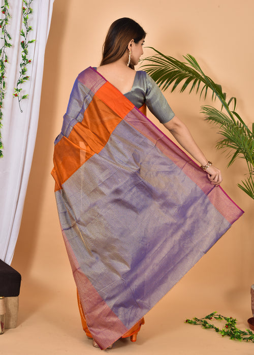 Beautiful Banarasi Zari Weaving Saree With Blouse