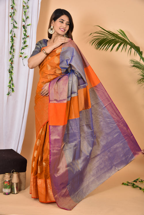 Beautiful Banarasi Zari Weaving Saree With Blouse