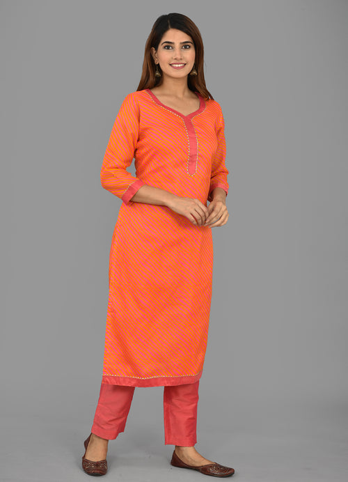 Beautiful Kota Doria Leheria Top And Bottom Set