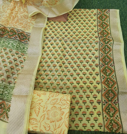 Yellow Color Maheswari Silk Suit