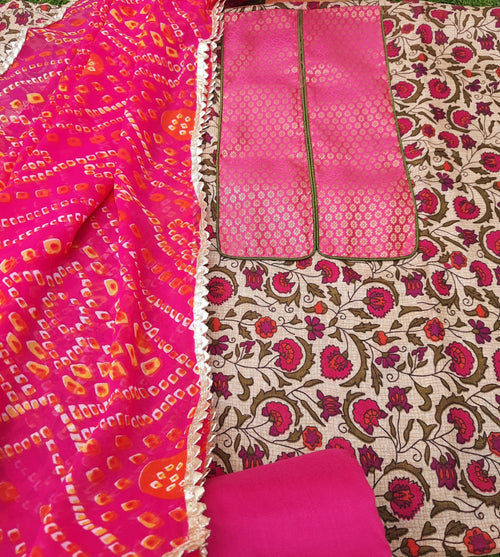 Designer yoke with digital print dress material