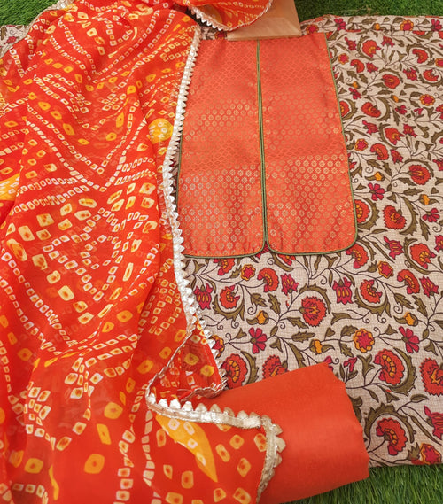 Designer yoke with digital print dress material