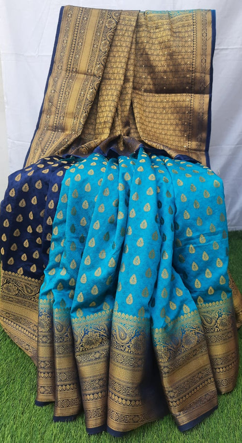 Blue color banarsi silk saree